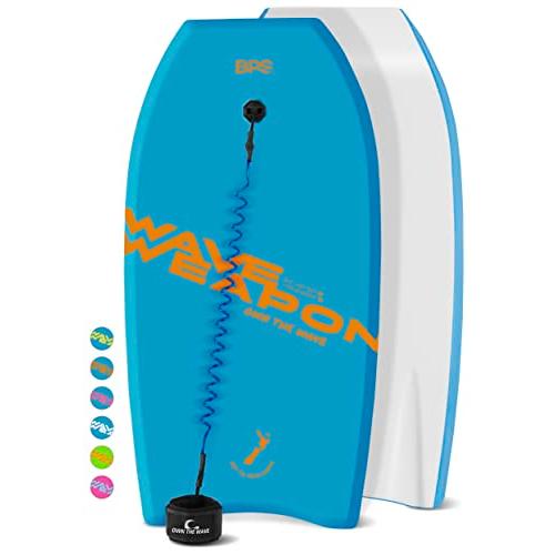 子供と大人のためのWave 41"ボディボードを所有-HDPEスリックボトム&EPSコア-ビーチとサーフィンのための軽量ボディボード-コイル状アームリードとフィンリ