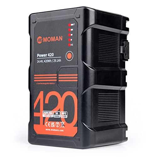 Vマウントバッテリー， 29400mAh Moman power 420 (420wh/29400mAh) 14.4V 大容量 4kビデオカメラ用バッ