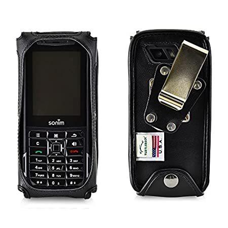 Sonim XP5S対応 タートルバックベルトケース ブラック 縦型ホルスター レザーポーチ 高耐久回転ラチェットベルトクリップ 米国製 ブラック A