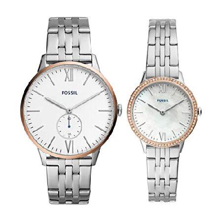 特別価格Fossil ユニ 彼と彼女のギフトセット アンディとアディソン クォーツ ステンレススチールウォッチセット， シルバー， クォーツ腕時計。並行輸入