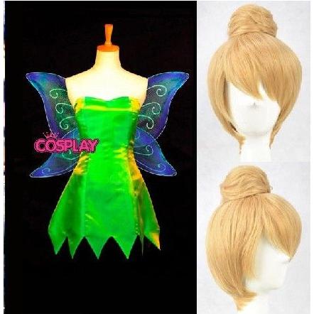 コスプレ衣装 ウイッグ付き Tinker Bell ディズニー ティンカーベル コスプレ衣装 翼付き