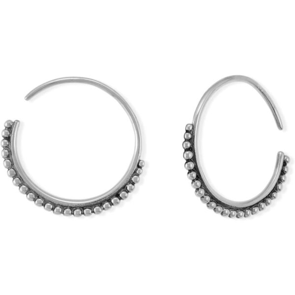 Boma Jewelry スターリングシルバー バリスタイル ボーホー いぶし仕上げ ビーズテクスチャ プルスルーフープイヤリング　並行輸入品
