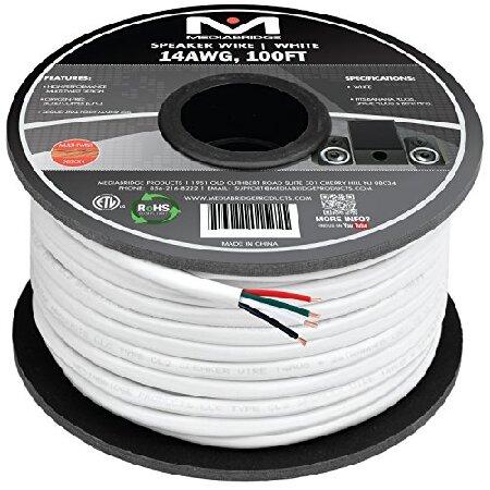 Mediabridge(TM) 14AWG 4コンダクタースピーカーワイヤ (100フィート、ホワイト) - 99.9%無酸素銅 - ETL認証取得 ＆ CL2定格壁内使用(パーツ# SW-14X4-100-WH)