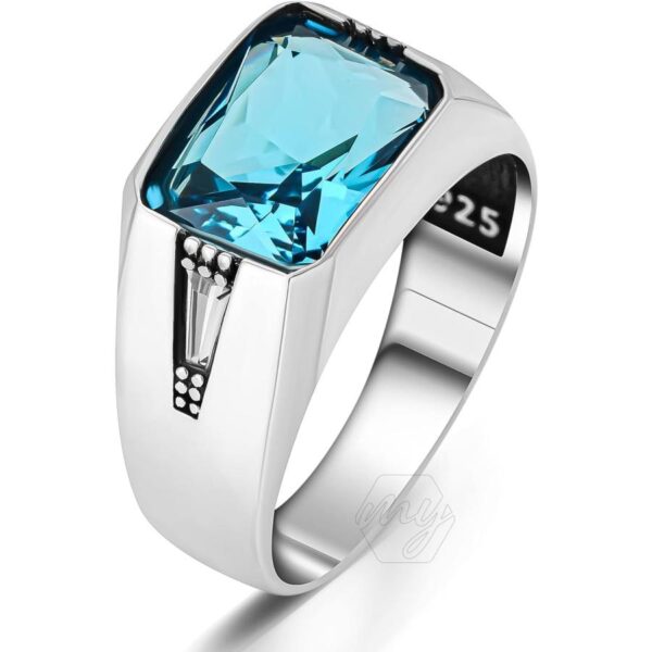 mysilverworld 925スターリングシルバー アクアマリンストーン トルコ メンズリング 金属 アクアマリン　並行輸入品