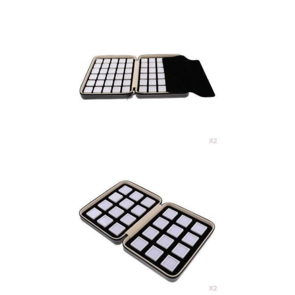 4X GEMSTONEダイヤモンドディスプレイストレージ木製ボックスジュエリーID PUレザーボックス