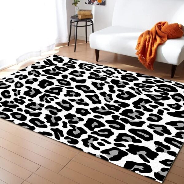 Black White Animal Leopard Area Rugs， Minimalist Art Print Zebra 並行輸入品
