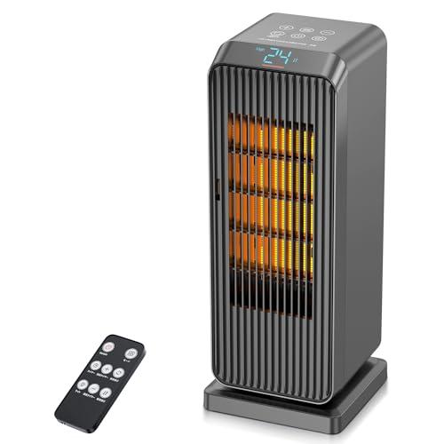 セラミックヒーター ヒーター 小型 1500W速暖 LCDディスプレイ表示 足元ヒーター 電気ファンヒーター 省エネ 大風量 10℃-38℃温度設定可