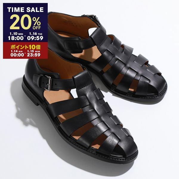 Church's チャーチ サンダル FISHERMAN 2 フィッシャーマン EX0022 9AGX メンズ グルカサンダル レザー ストラップ ワイズG 靴 F0AAB/BLACK