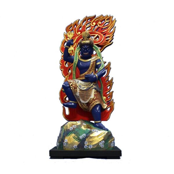 木彫仏像 蔵王権現立像身丈5寸岩座火焔光背桧木彩色(受注生産)