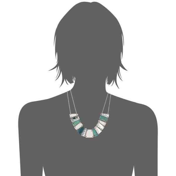 Robert Lee Morris Fade Awayシルバー、グリーン、ホワイトパティナネックレス、ワンサイズ