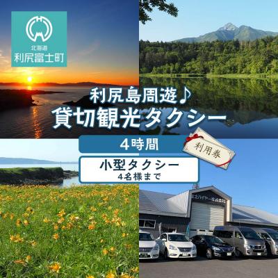 ふるさと納税 利尻富士町 利尻島周遊♪貸切観光タクシー4時間フリー利用券(小型タクシー4名様まで)